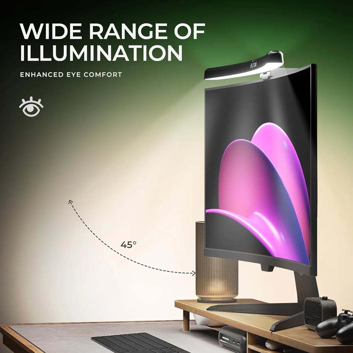 RGB Monitor Light Bar — USB-C Screen Light for Curved & Flat Monitors