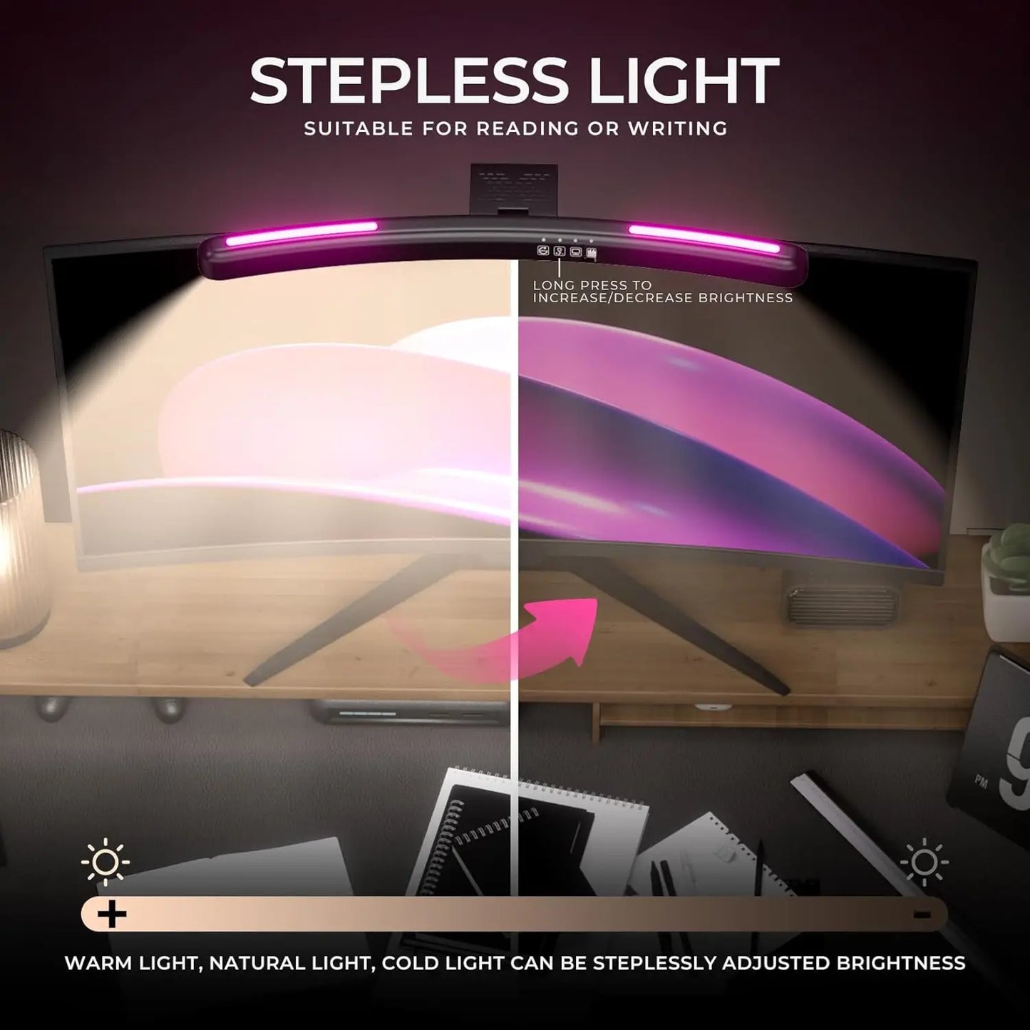 RGB Monitor Light Bar — USB-C Screen Light for Curved & Flat Monitors