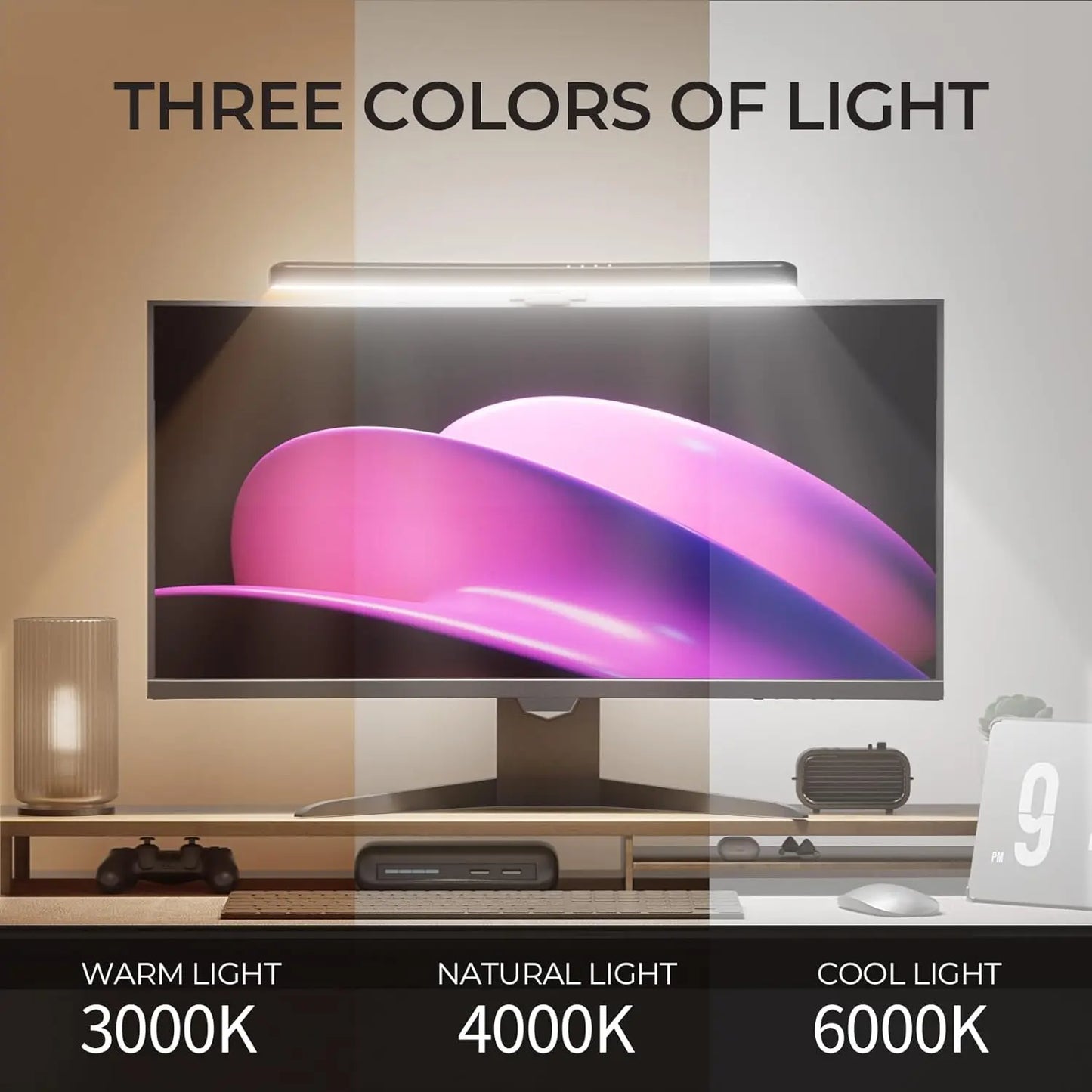 RGB Monitor Light Bar — USB-C Screen Light for Curved & Flat Monitors