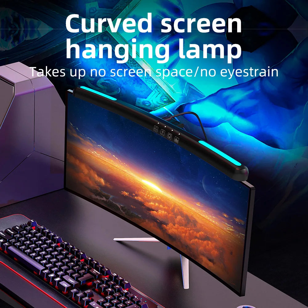 RGB Monitor Light Bar — USB-C Screen Light for Curved & Flat Monitors