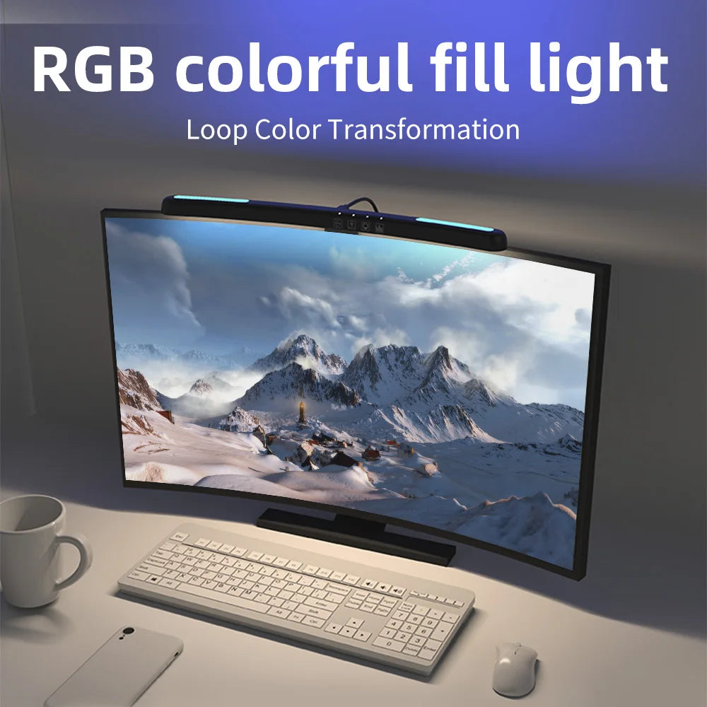 RGB Monitor Light Bar — USB-C Screen Light for Curved & Flat Monitors