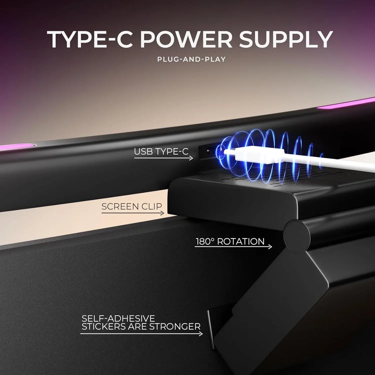 RGB Monitor Light Bar — USB-C Screen Light for Curved & Flat Monitors
