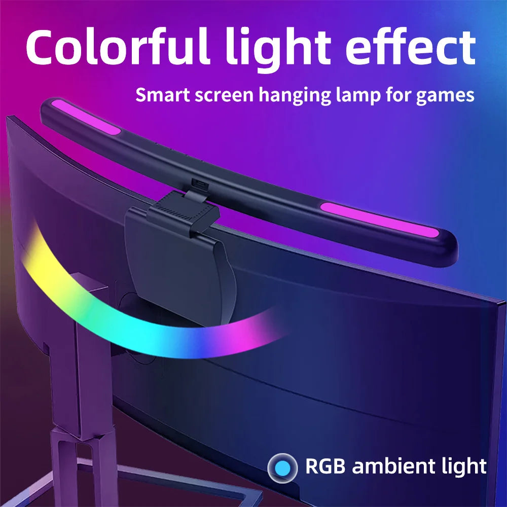 RGB Monitor Light Bar — USB-C Screen Light for Curved & Flat Monitors
